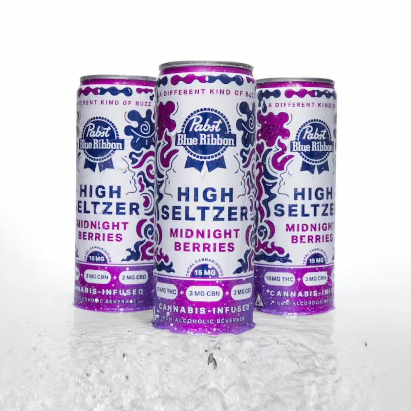 PABST - PBR Infused High Seltzer - MIDNIGHT BERRIES | 10mg THC + 3mg CBN + 2mg CBD | Single Can