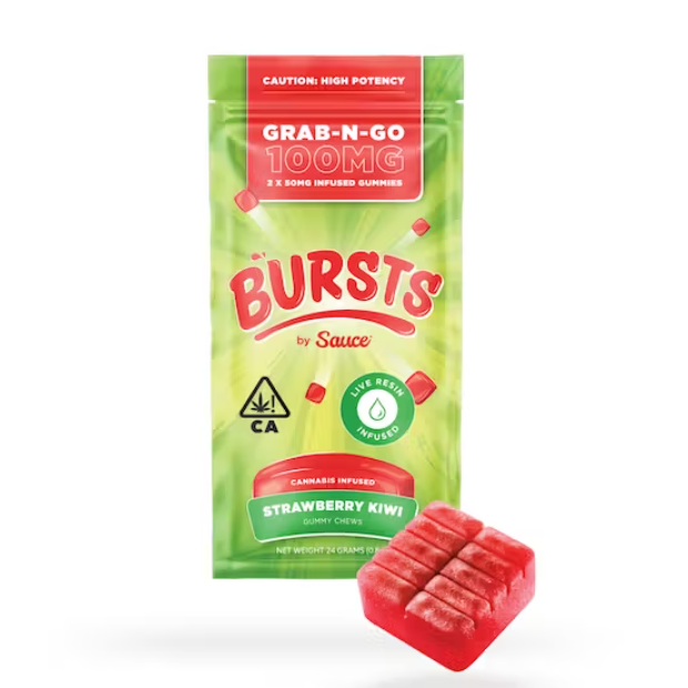 Bursts Strawberry Kiwi - 100MG Live Resin Infused Edibles