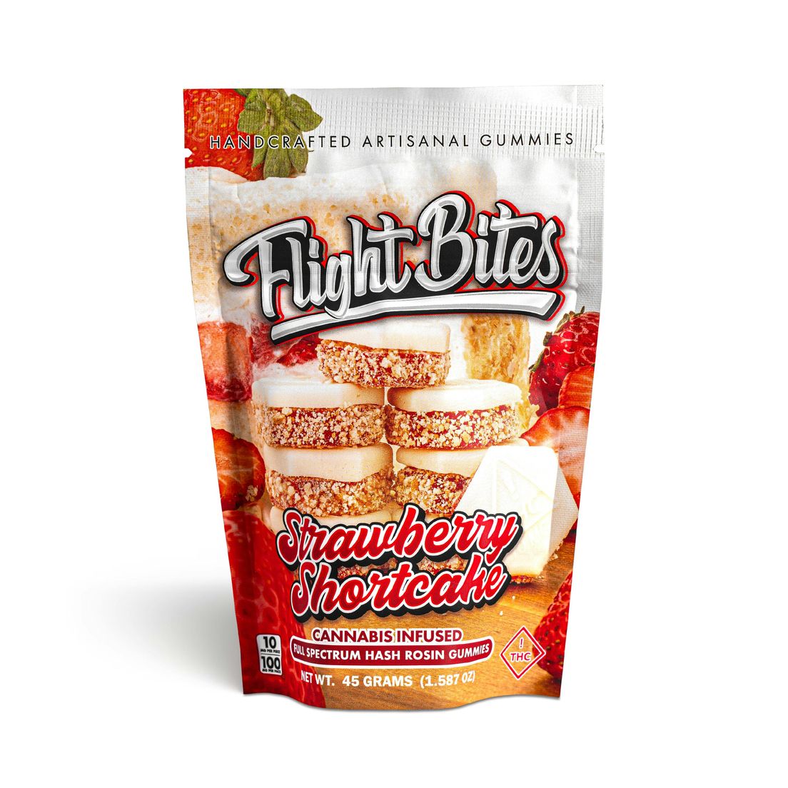 Flight Bites - Strawberry Shortcake Solventless Hash Rosin Gummies | 100mg