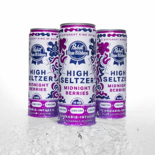 PABST - PBR Infused High Seltzer - MIDNIGHT BERRIES | 10mg THC + 3mg CBN + 2mg CBD | Single Can