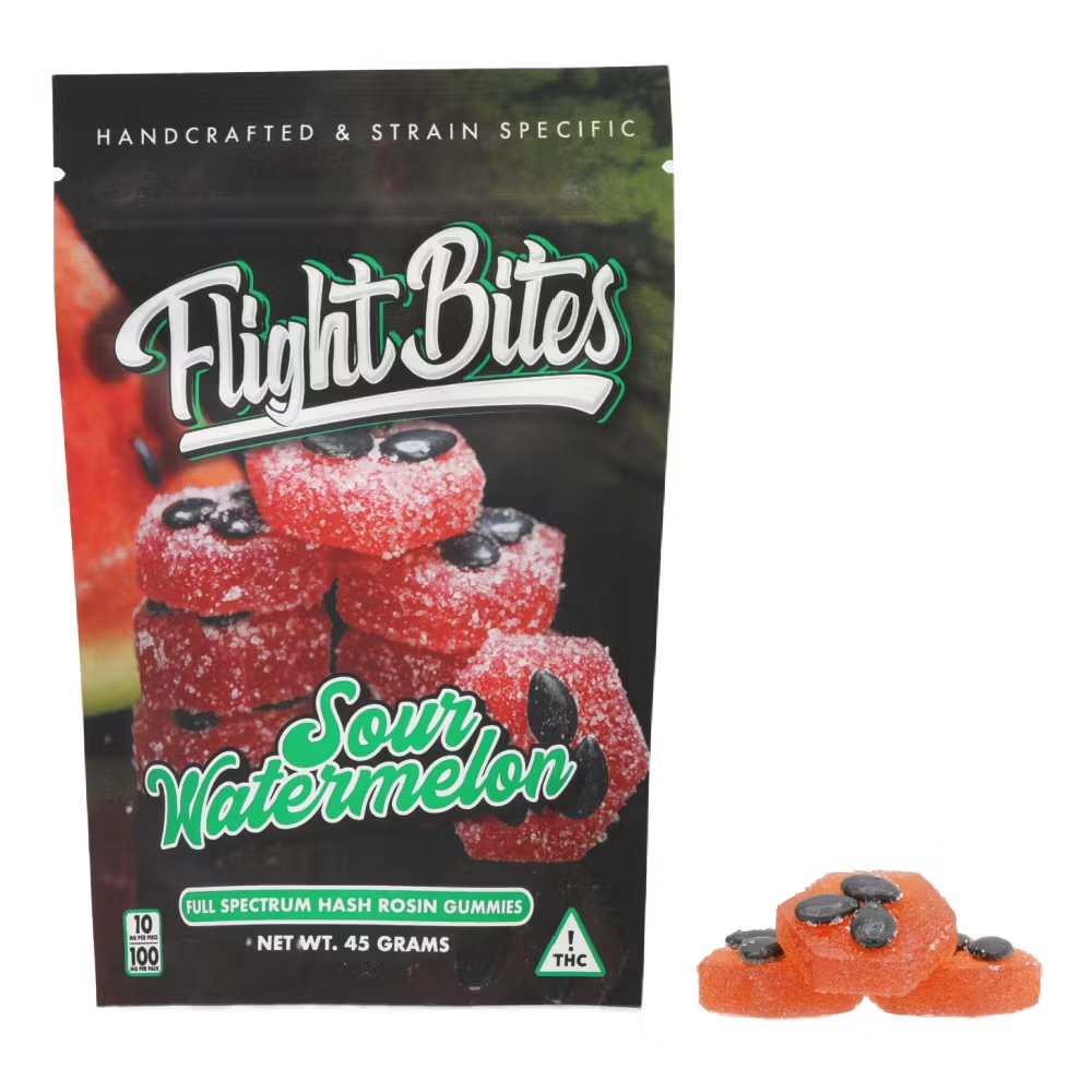 Flight Bites - Sour Watermelon Solventless Hash Rosin Gummies | 100mg