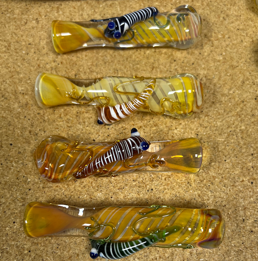3" Gold Fume Chillum Snake Art