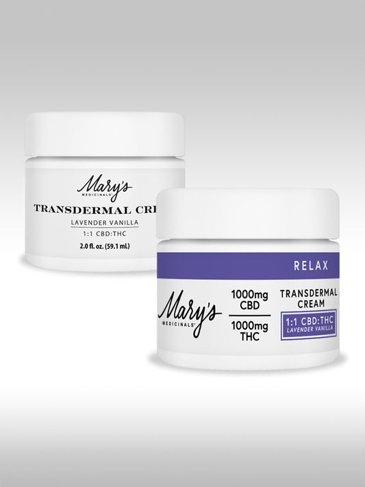 Mary's Medicinals - Transdermal Cream - Relax 1:1 Lavender (1000mg CBD : 1000mg THC) 2oz
