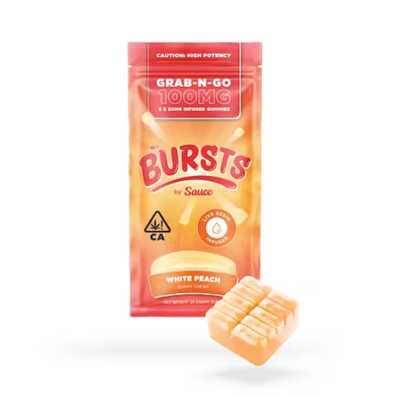 Bursts White Peach - 100MG Live Resin Infused Edibles