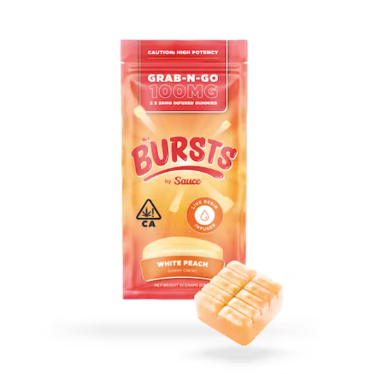 Bursts White Peach - 100MG Live Resin Infused Edibles