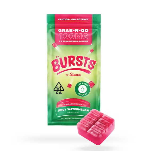 Bursts Juicy Watermelon - 100MG Live Resin Infused Edibles