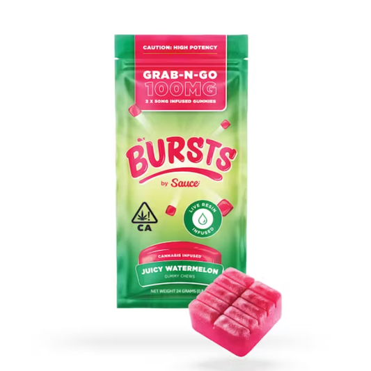 Bursts Juicy Watermelon - 100MG Live Resin Infused Edibles