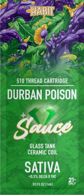 Sauce Durban Poison 1g Vape Cartridge by Habit